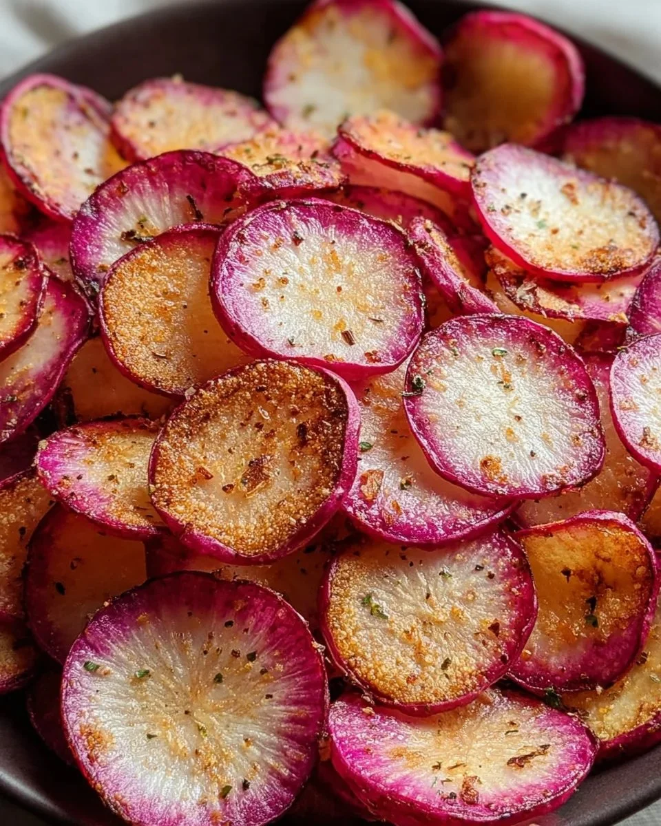 Crunchy air fryer radish chips for a healthy snack option