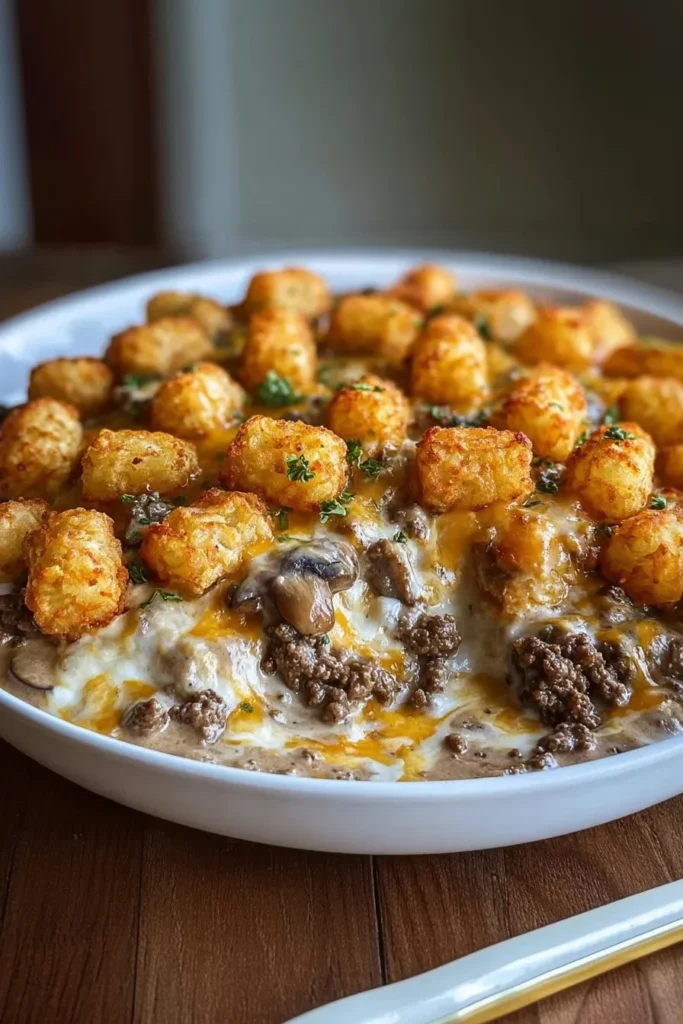 Delicious Angel Beef Casserole dish with melted cheese and savory beef.