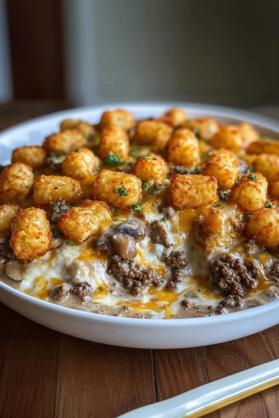 Delicious Angel Beef Casserole dish with melted cheese and savory beef.