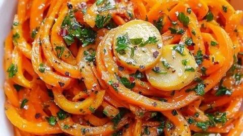 Bowl of authentic French carrot salad with fresh ingredients and vibrant colors