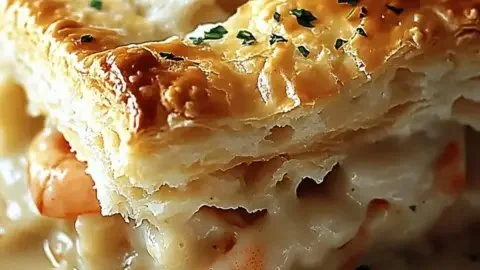 Delicious Cheddar Bay Biscuit Seafood Pot Pie served in a rustic dish.