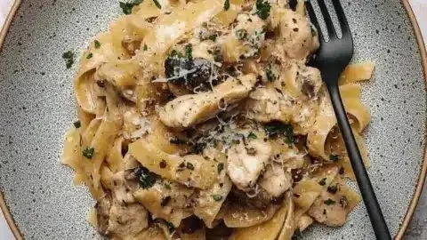 Chicken Marsala Pasta with savory sauce and fresh herbs