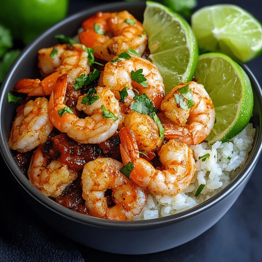 Chili Lime Shrimp Bowl with vibrant vegetables and lime wedges