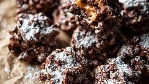 Delicious Chocolate Peanut Butter Rice Krispies Treats on a plate