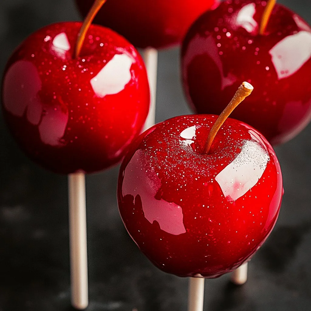 Delicious classic candy apples coated in caramel and vibrant colors.