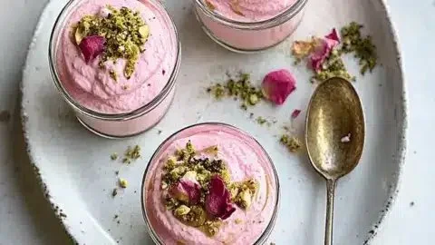 Creamy Rose Gulkand Shrikhand served in decorative cups