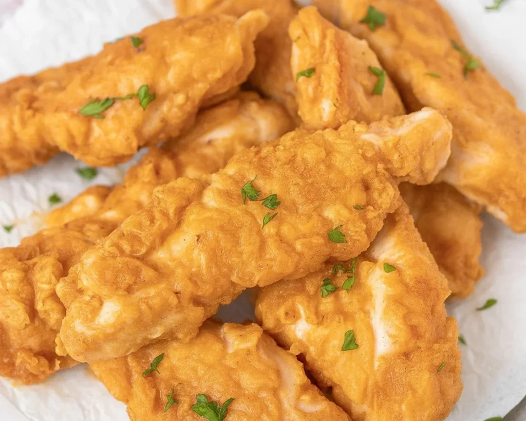 Crispy Air Fryer Chicken Tenders cooked to golden perfection, served hot.