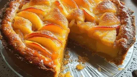 Delicious Mexican Apple Pie with caramel topping and cinnamon crust