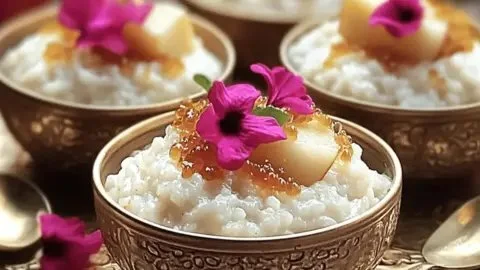 Delightful custard apple rice pudding cups decorated for festive celebrations