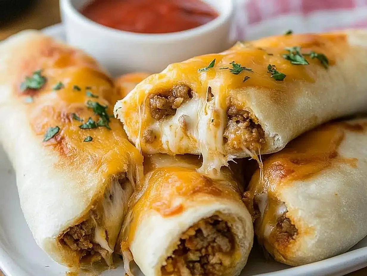 Delicious easy cheesy taco sticks fresh from the oven