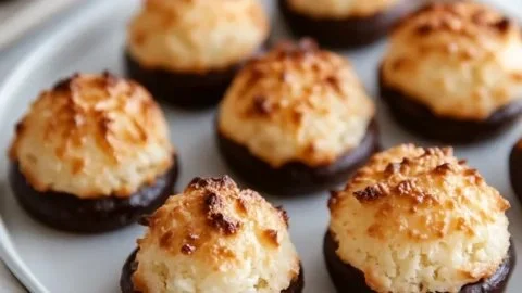 A plate of homemade easy coconut macaroons ready to serve