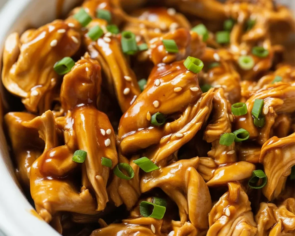 Delicious Dump and Go Crockpot Teriyaki Chicken served over rice.