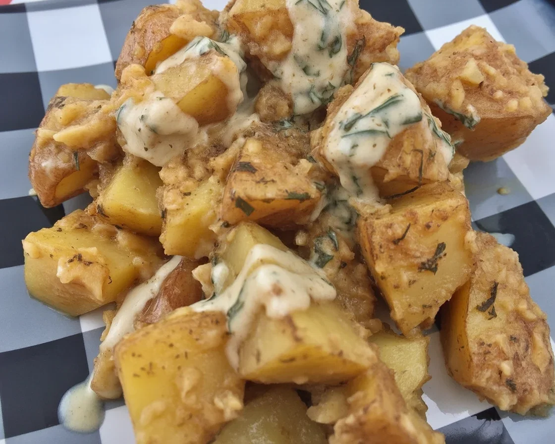 Garlic Parmesan Crockpot Chicken and Potatoes cooked in a slow cooker.