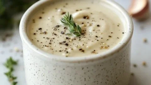 Homemade Caesar dressing made with fresh ingredients in a bowl