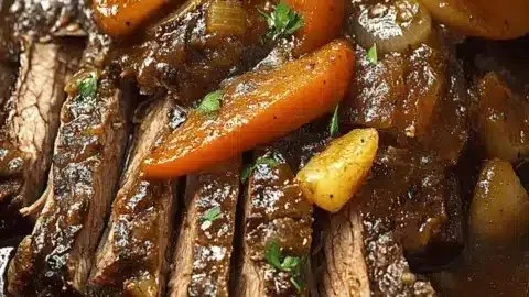 Heavenly Jewish braised brisket served for Rosh Hashanah dinner