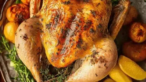 Herbed Cornish Game Hen ready for a dinner party setting
