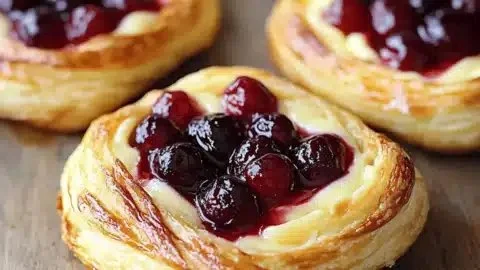 Delicious homemade Cherry Cheese Danish with creamy filling and cherry topping