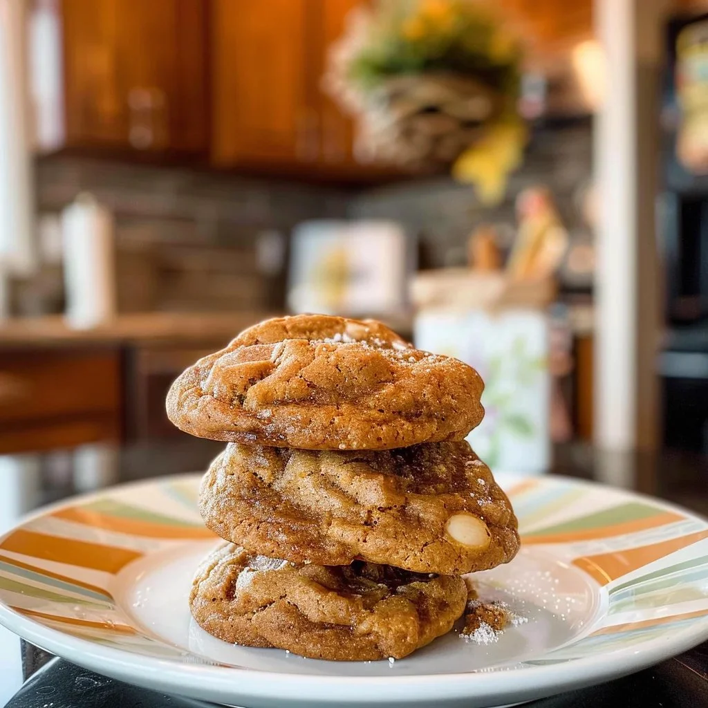 Delicious batch of homemade pumpkin spice cookies on a rustic wooden table.
