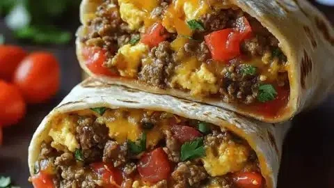 Easy breakfast burrito freezer meal prepared for busy mornings
