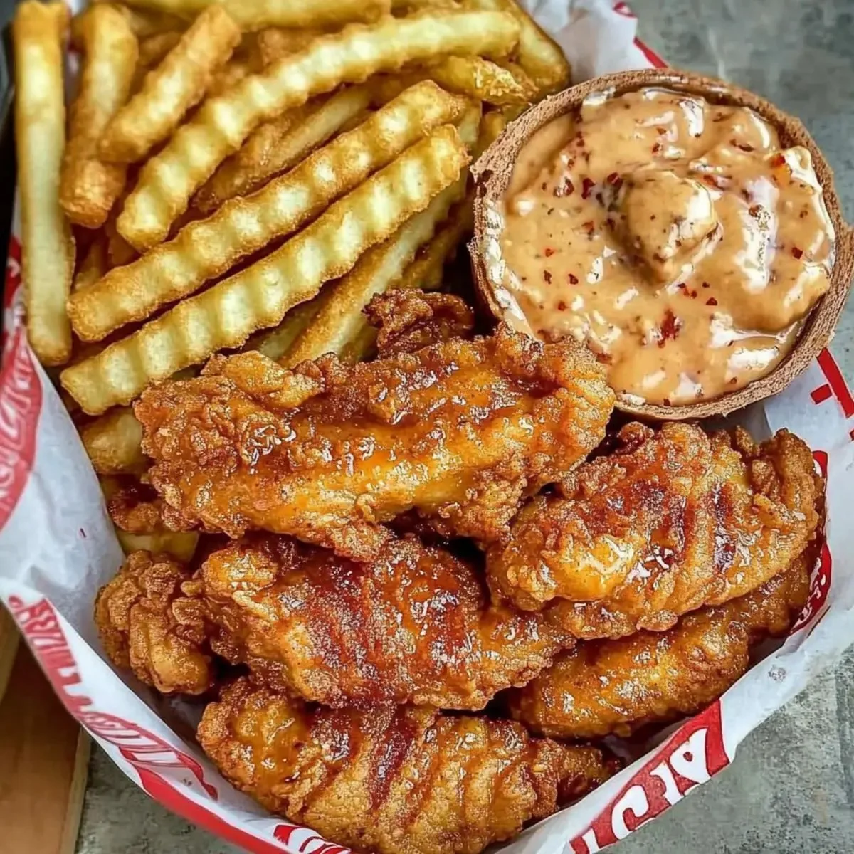 Juicy homemade Cane's Chicken Tenders served on a plate.