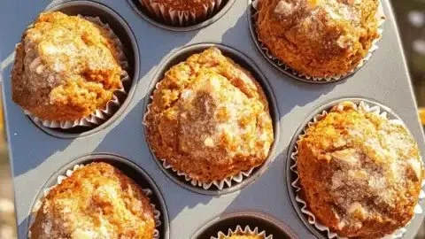 Delicious maple pumpkin spice muffins served on a rustic wooden table