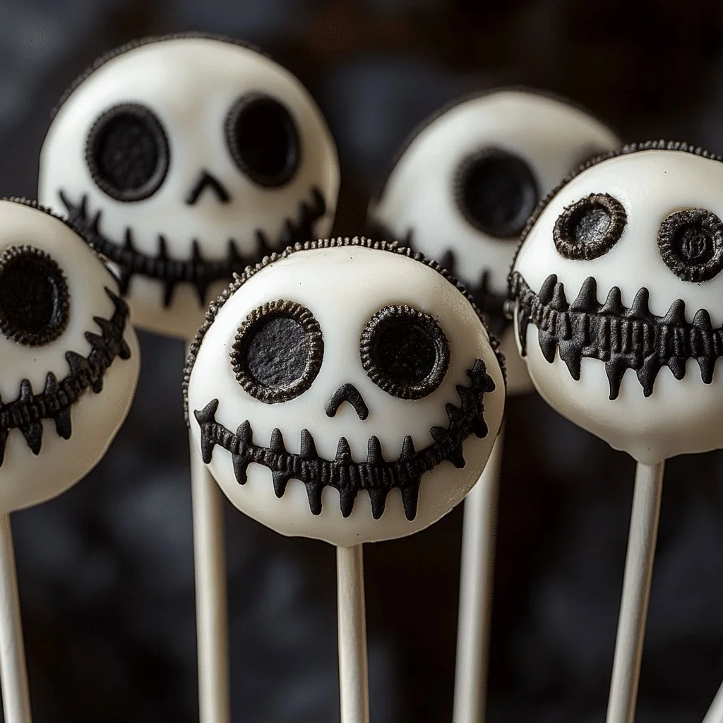 Jack Skellington Oreo Pops decorated for Halloween
