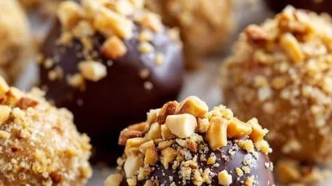 Light no bake peanut butter cheesecake balls served on a plate.