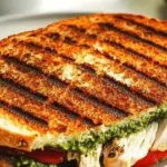 Delicious loaded chicken pesto panini with fresh ingredients and a crispy exterior.