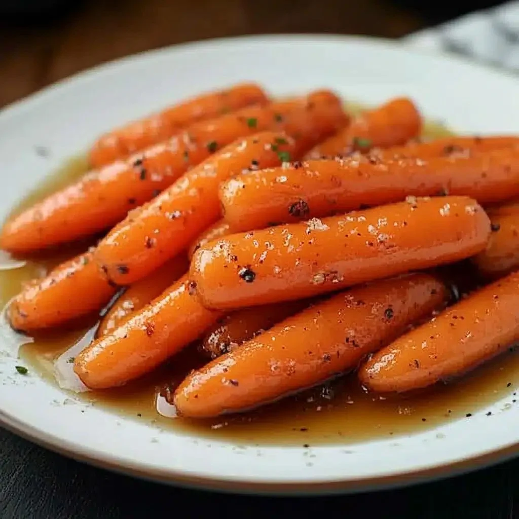 Crockpot maple and brown sugar glazed carrots served as a holiday side dish