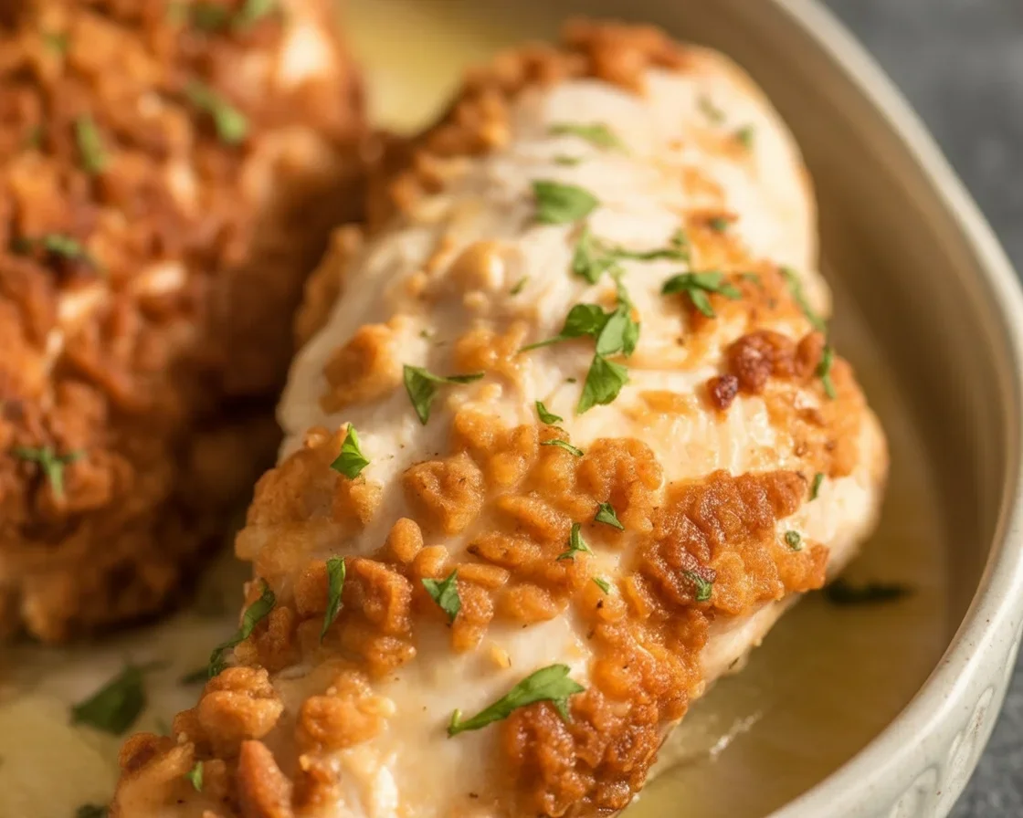 Melt In Your Mouth Chicken Breast with parmesan and mayonnaise topping
