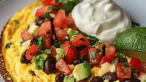 Delicious Mexican omelette customized with fresh ingredients and spices.
