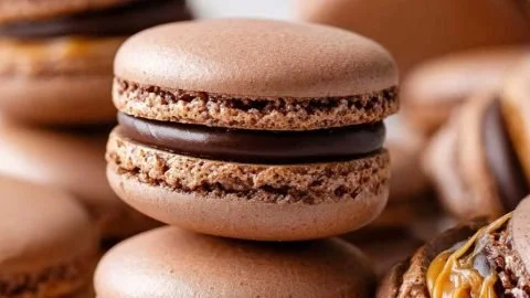 Delicious Mocha Caramel Macarons with rich coffee and caramel flavors