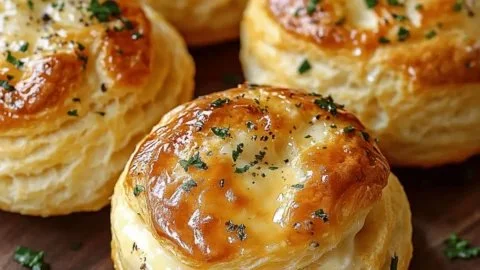 Mouthwatering garlic butter cheese bombs made with Pillsbury biscuits