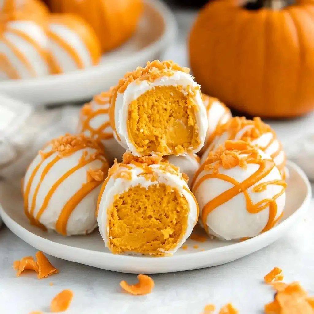 No bake pumpkin cheesecake balls served festive holiday dessert