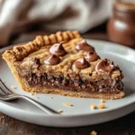 Nutella stuffed cookie pie with a gooey chocolate center and golden crust