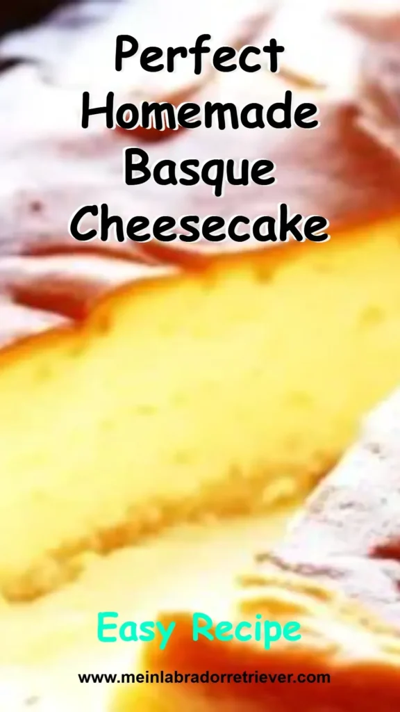 Slice of perfect homemade Basque Cheesecake on a plate