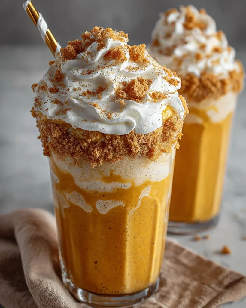Delicious Pumpkin Spice Rebel Float Milkshake topped with whipped cream and spices