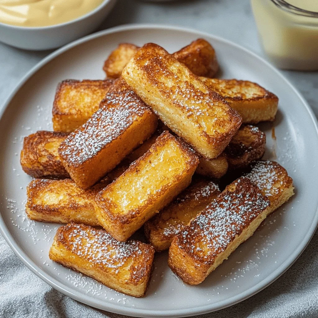 Quick and easy air fryer French toast sticks served on a plate