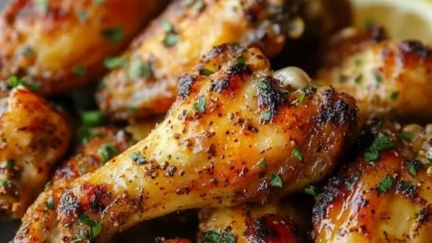 Crispy lemon pepper chicken wings cooked in an air fryer