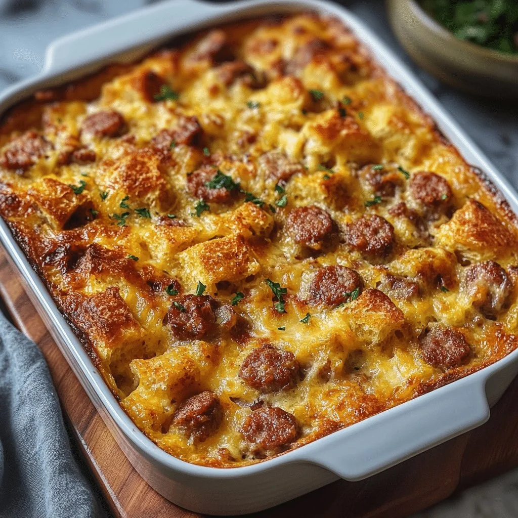 Delicious Sausage Breakfast Casserole served in a baking dish