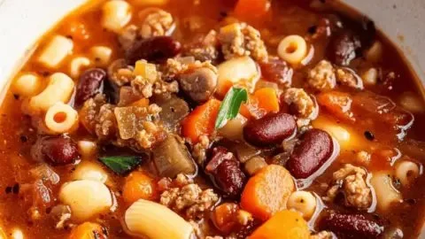 Delicious Pasta Fagioli Soup in a crockpot, ideal for family meals