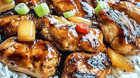 Grilled Huli Huli Chicken garnished with tropical herbs and spices