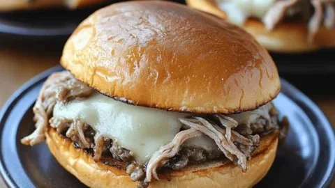 Delicious slow cooker French dip sandwiches served with au jus for dipping.