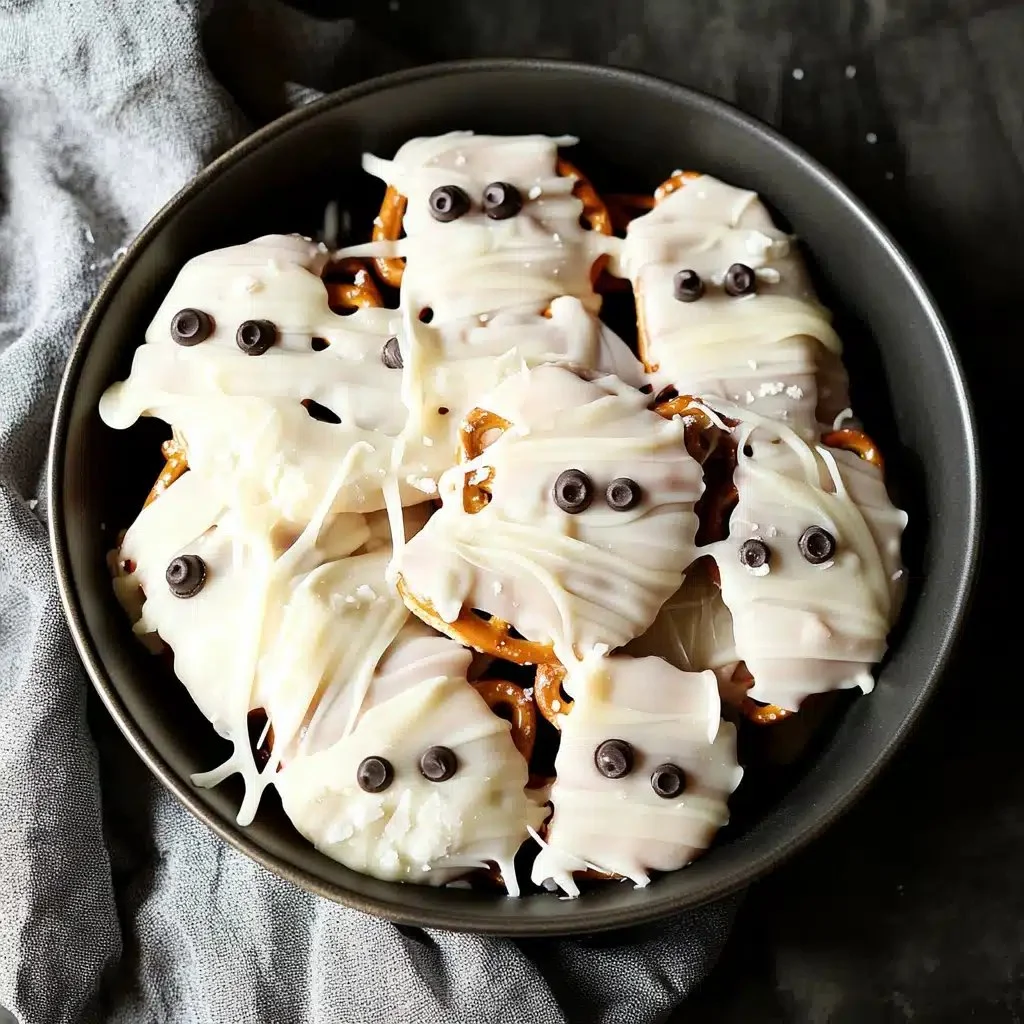 Spooky Halloween pretzels decorated for the festive season
