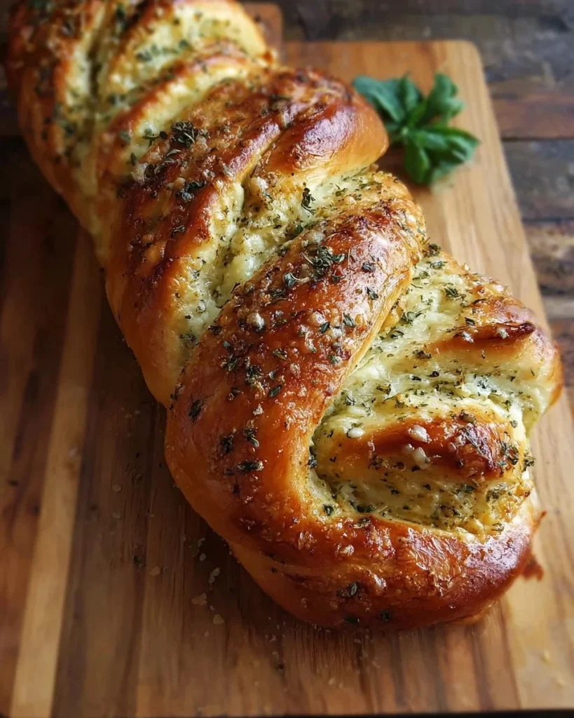 Swirled Garlic Herb and Cheese Bread with herbs and melted cheese