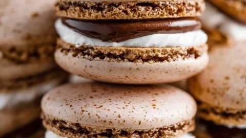 Delicious whipped Nutella macarons on a decorative plate