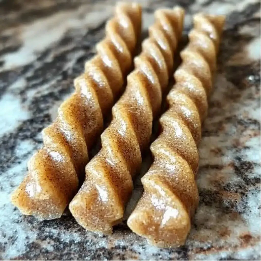 Homemade banana peanut butter chew sticks for dogs on a wooden table