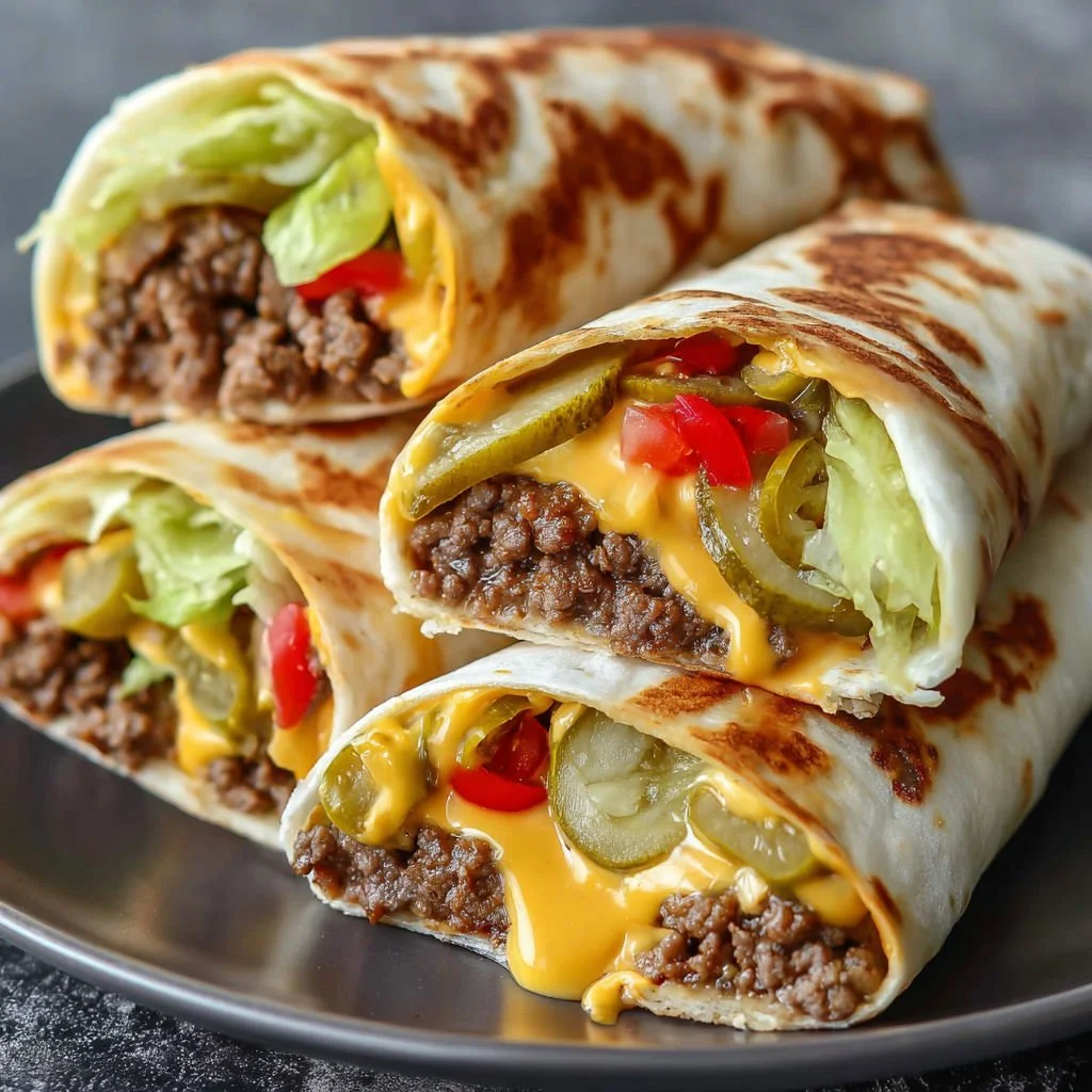 Delicious air fryer cheeseburger wraps ready to serve