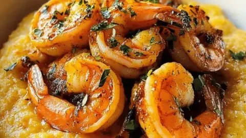 Delicious Cajun Shrimp & Grits served in a bowl with fresh herbs and spices