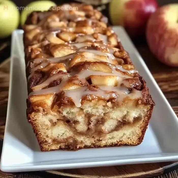 Freshly baked Apple Cinnamon Loaf with a golden crust and cinnamon sprinkles